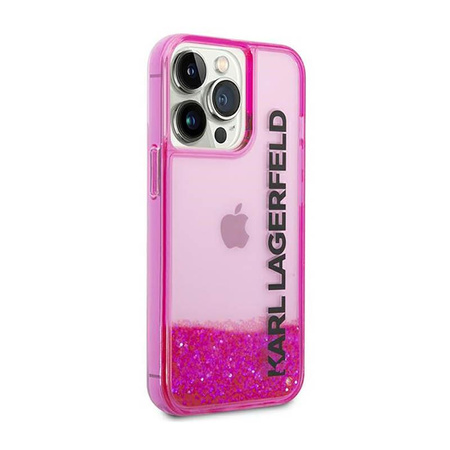 Karl Lagerfeld Liquid Glitter Translucent Elongated Logo Case - Hülle für iPhone 14 Pro Max (Pink)