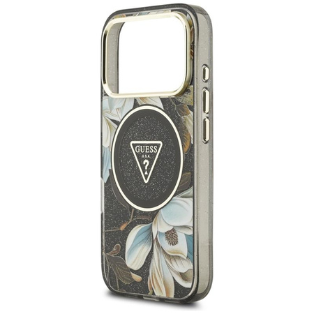 ETUI DO IPHONE 17 PRO do MAGSAFE GUESS CZARNE ORYGINALNE ELEGANCKIE KWIATY