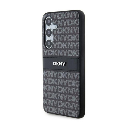 DKNY Leather Mono Stripe & Metal Logo - Étui pour Samsung Galaxy S24 (noir)