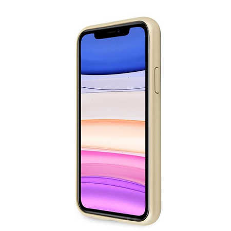 Guess Saffiano 4G Circle Logo - iPhone 11 Tasche (Gold)