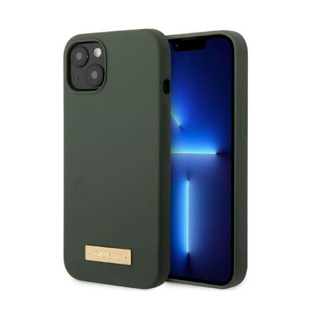 Guess Silicone Logo Plate MagSafe - Hülle für iPhone 13 (Grün)