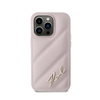 Karl Lagerfeld Diagonal Gesteppte Schrift - iPhone 14 Pro Max Tasche (rosa)