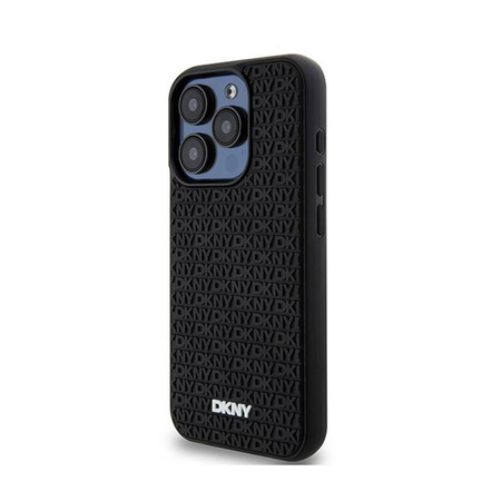 DKNY 3D gumi ismétlődő minta - iPhone 15 Pro tok (fekete)