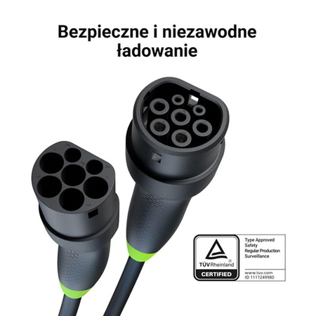 Green Cell - Nabíjecí kabel GC Snap Type 2 EV 22 kW 7 m pro Tesla Model 3 / S / X / Y, Kia EV6, Hyundai IONIQ 5, BMW i3, Ford Mach-E