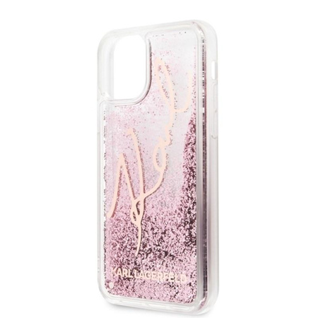 Karl Lagerfeld Signature Glitter Case - iPhone 11 tok (rózsaarany)