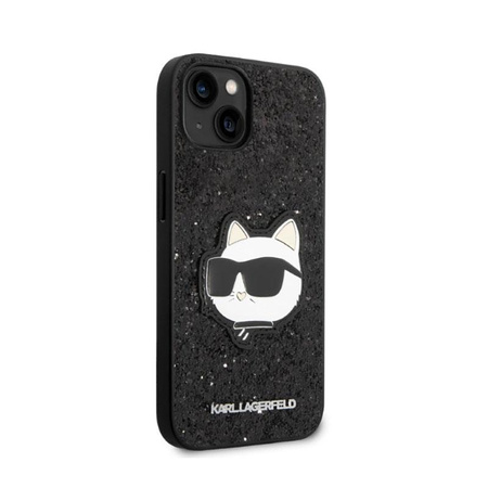 Karl Lagerfeld NFT Glitter Choupette Patch - Hülle für iPhone 14 Plus (Schwarz)