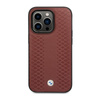 BMW Leather Diamond Pattern - Tasche für iPhone 14 Pro Max (Burgundisch)