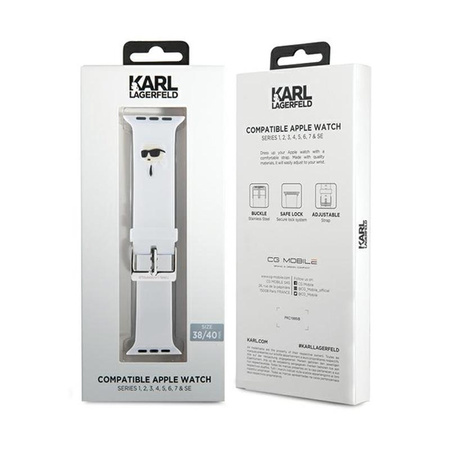 Karl Lagerfeld 3D Rubber Karl Heads NFT - Strap for Apple Watch 38/40/41 mm (white)
