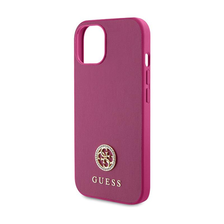 Guess 4G Strass Metall Logo - iPhone 15 Tasche (rosa)