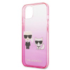 Karl Lagerfeld Gradient Ikonik Karl & Choupette- Hülle für iPhone 13 mini (Rosa)