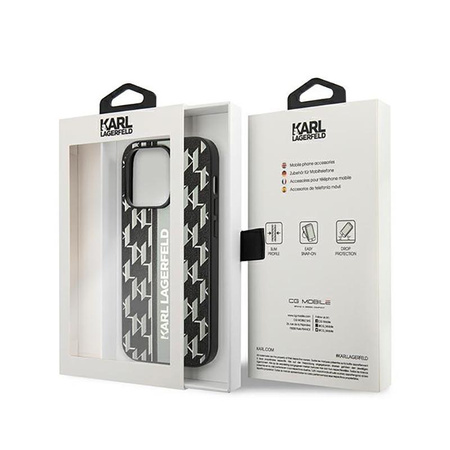 Karl Lagerfeld Monogram Stripe - iPhone 14 Pro Max tok (szürke)