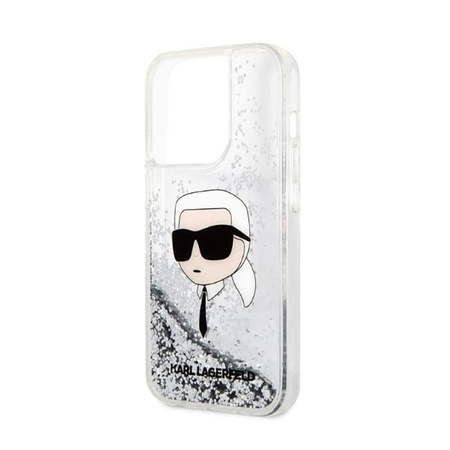Karl Lagerfeld Liquid Glitter NFT Karl's Head - Hülle für iPhone 14 Pro (Silber)