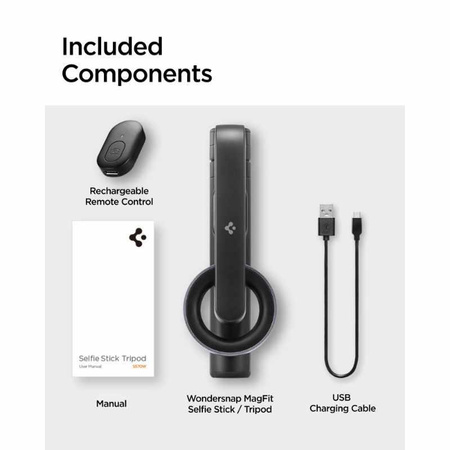 Spigen S570W MagSafe Bluetooth Selfie Stick Tripod - Smartphone tripod / selfie stick holder (Black)