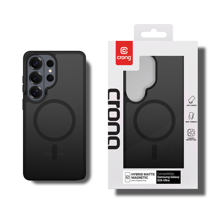 Etui do Galaxy S26 Ultra MagSafe Crong Hybrid Matte Czarne Wytrzymałe
