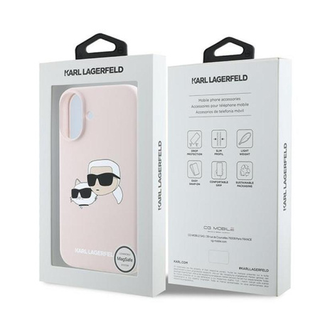 Karl Lagerfeld Silikonové pouzdro MagSafe - iPhone 16 Plus (růžové)