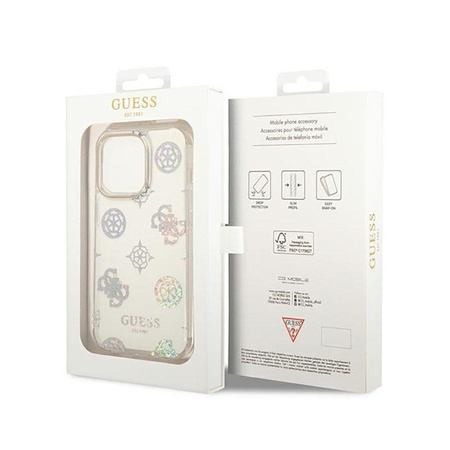 Guess Peony Glitter Case - Coque iPhone 14 Pro (Transparent)