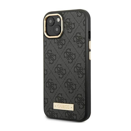 Guess 4G Logo Plate MagSafe - Hülle für iPhone 14 Plus (Schwarz)
