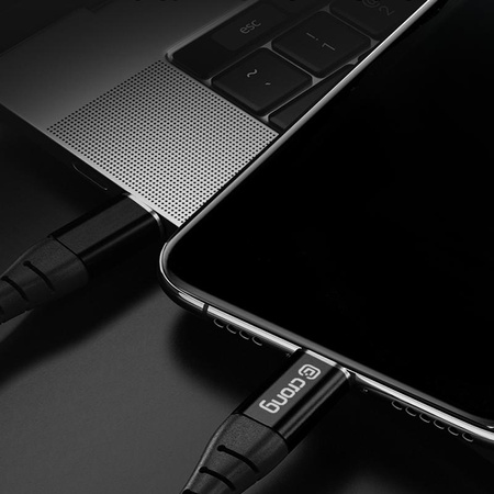 Crong Armor Link - Câble USB-C 60W PD 3A vers USB-C 25cm (noir)