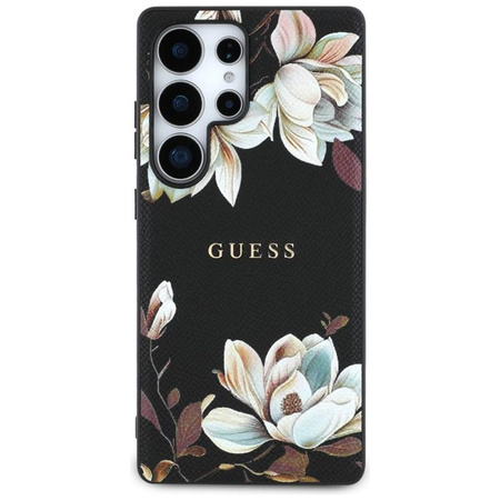 MagSafe - pouzdro Guess Grained Printed Flower Pattern pro Samsung Galaxy S25 Ultra (černé)