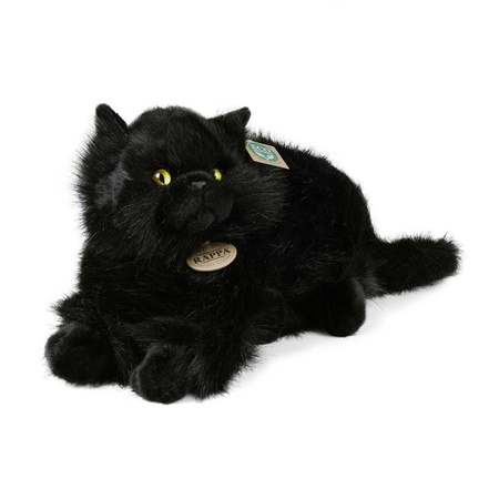 Mascotte realistica in peluche Gatto nero sdraiato 30 cm Rappa ecologica 