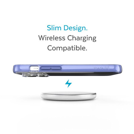 Speck Presidio Perfect-Clear with Impact Geometry - iPhone 14 Pro Max Case with MICROBAN Coating (Clear / Grounded Purple)