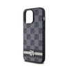 DKNY Leather Checkered Mono Pattern & Printed Stripes - iPhone 14 Pro Max Case (Black)