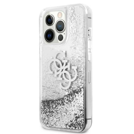 Pouzdro Guess Liquid Glitter 4G Big Logo - iPhone 13 Pro (stříbrné)