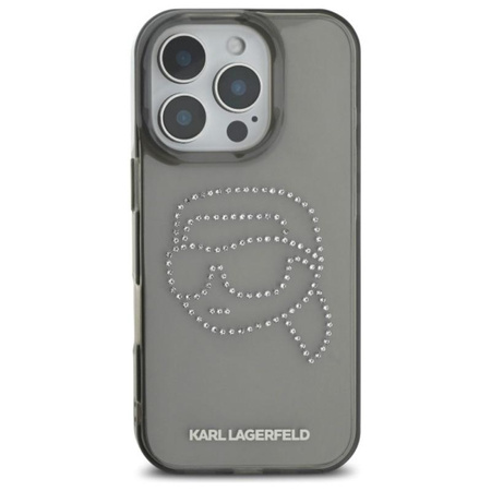 Karl Lagerfeld IML Rhinestones Karl Head - Case for iPhone 16 Pro Max (black)