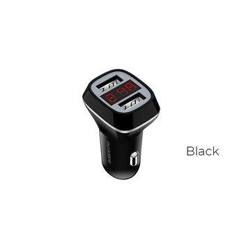 Borofone - 2x USB car charger with LCD display, black