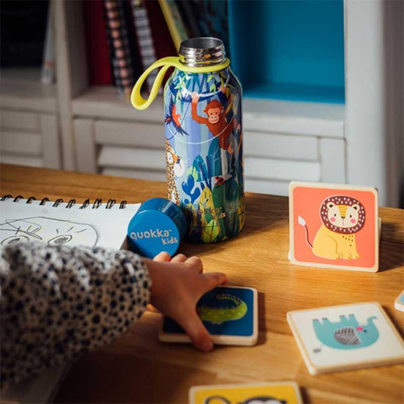 Quokka Solid Kids avec sangle - Bouteille thermique en acier inoxydable de 330 ml avec sangle (Jungle)
