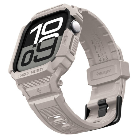 Spigen Rugged Armor Pro V2 – Apple Watch 10/11 42 mm-es (Dune Beige) szíj tokkal