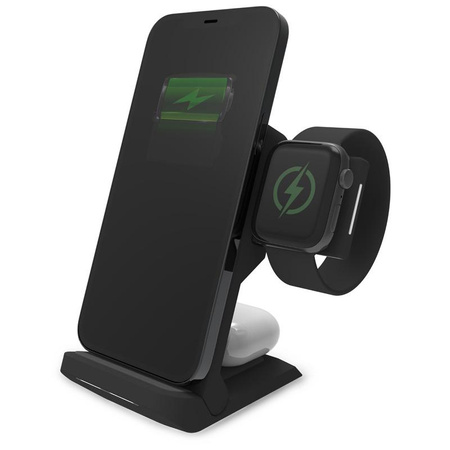 STM ChargeTree Go - 3 az 1-ben mobil vezeték nélküli töltő iPhone-hoz, AirPodshoz és Apple Watch-hoz (fekete)