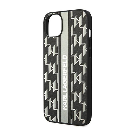 Karl Lagerfeld Monogram Stripe - iPhone 14 Tasche (grau)