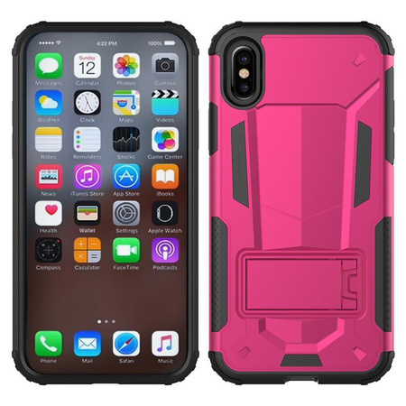 Zizo Hybrid Transformer Cover - Páncélozott iPhone X tok állvánnyal (rózsaszín/fekete)