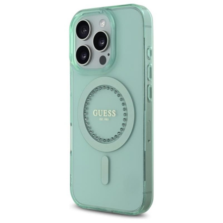 Guess IML Strasssteine MagSafe - iPhone 16 Pro Max Tasche (grün)