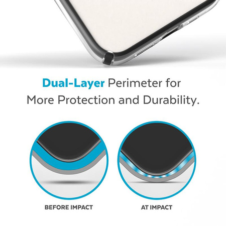 Speck Presidio Perfect-Clear avec Impact Geometry + MagSafe - Coque pour iPhone 15 Plus / 14 Plus avec revêtement MICROBAN (transparent / noir)