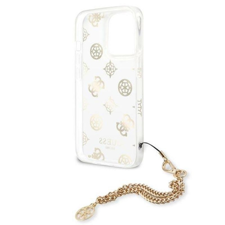 Guess Peony Chain Handle - pouzdro pro iPhone 13 Pro Max (zlaté)