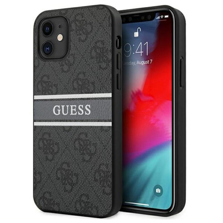 Guess 4G nyomtatott csíkos - iPhone 12 mini tok (szürke)