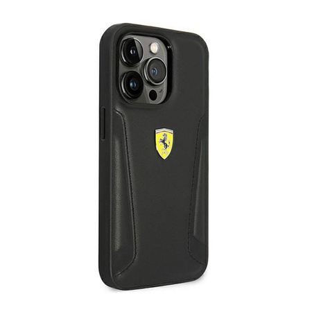 Étui en cuir Ferrari Stamp Sides - iPhone 14 Pro Case (Noir)