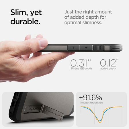 Spigen Tough Armor MagSafe - étui pour iPhone 16e (Gunmetal)