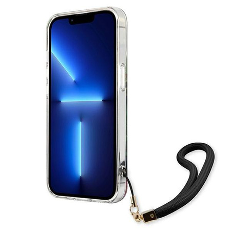 Guess Flower Cord - Tasche mit Umhängeband iPhone 13 (Blau)