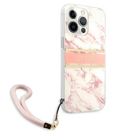 Guess Marble Strap - pouzdro pro iPhone 13 Pro Max (růžové)