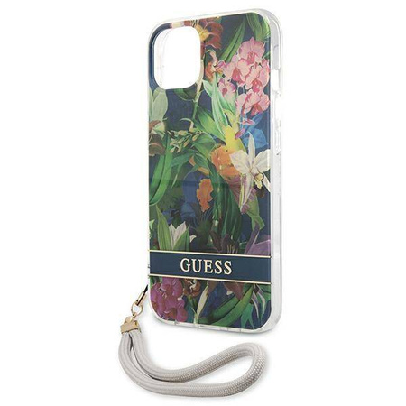 Guess Flower Cord - Cover for iPhone 13 mini (Blue)