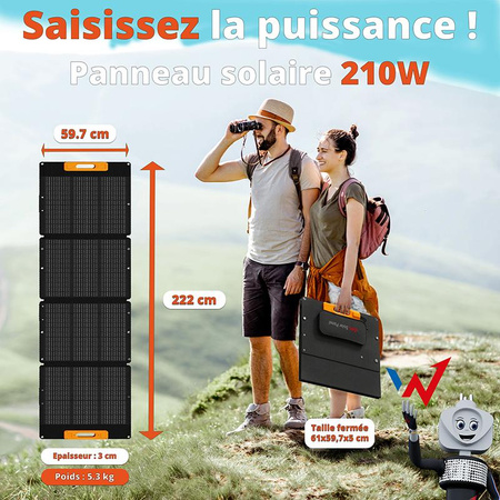 Wonder Ws210 - 210W solární panel / solární nabíječka s výstupem MC4 (černá)