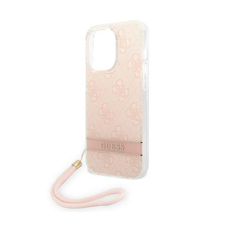 Guess 4G Print Cord - Tasche mit Umhängeband iPhone 14 Pro Max (rosa)