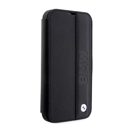 BMW Booktype Leather Textured & Stripe - iPhone 14 Pro Case (noir)