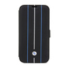 BMW Booktype Leather Stamp Blue Lines - Etui iPhone 14 Pro Max (czarny)