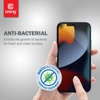 Crong Anti-Bacterial 3D Armour Glass - Verre trempé 9H pour iPhone 16e / iPhone 14 / iPhone 13 / iPhone 13 Pro plein écran + cadre d'installation