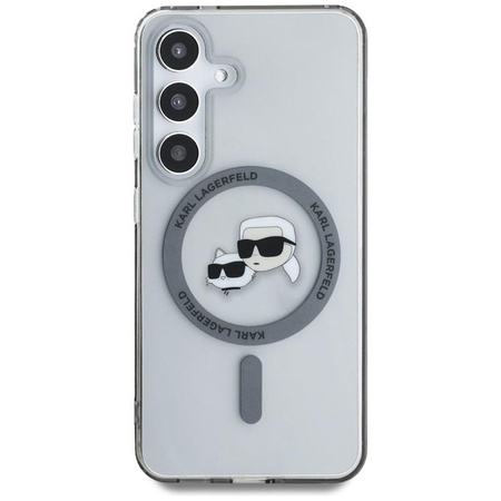 Karl Lagerfeld Button Karl & Choupette Heads Printed Logo MagSafe - Case for Samsung Galaxy S25+ (Black)
