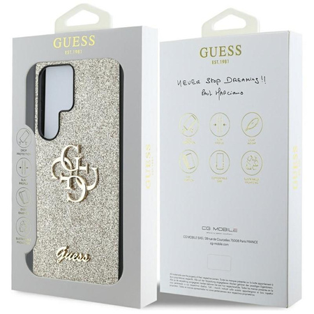 Guess Fixed Glitter Big 4G Metal Logo - Pouzdro pro Samsung Galaxy S25 Ultra (zlaté)